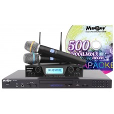 MADMIC VOCAL-2 - комплект караоке для дома, система с двумя радиомикрофонами премиум сегмента, сменные частоты, ЭХО, 500 песен