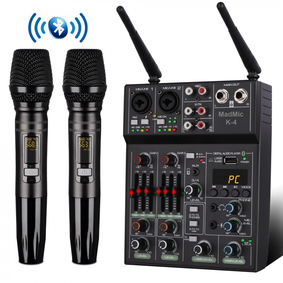 Радиосистема со встроенным микшером MADMIC K-4 - 4-х канальный, Bluetooth, USB, MP3, эквалайзер, стриминг
