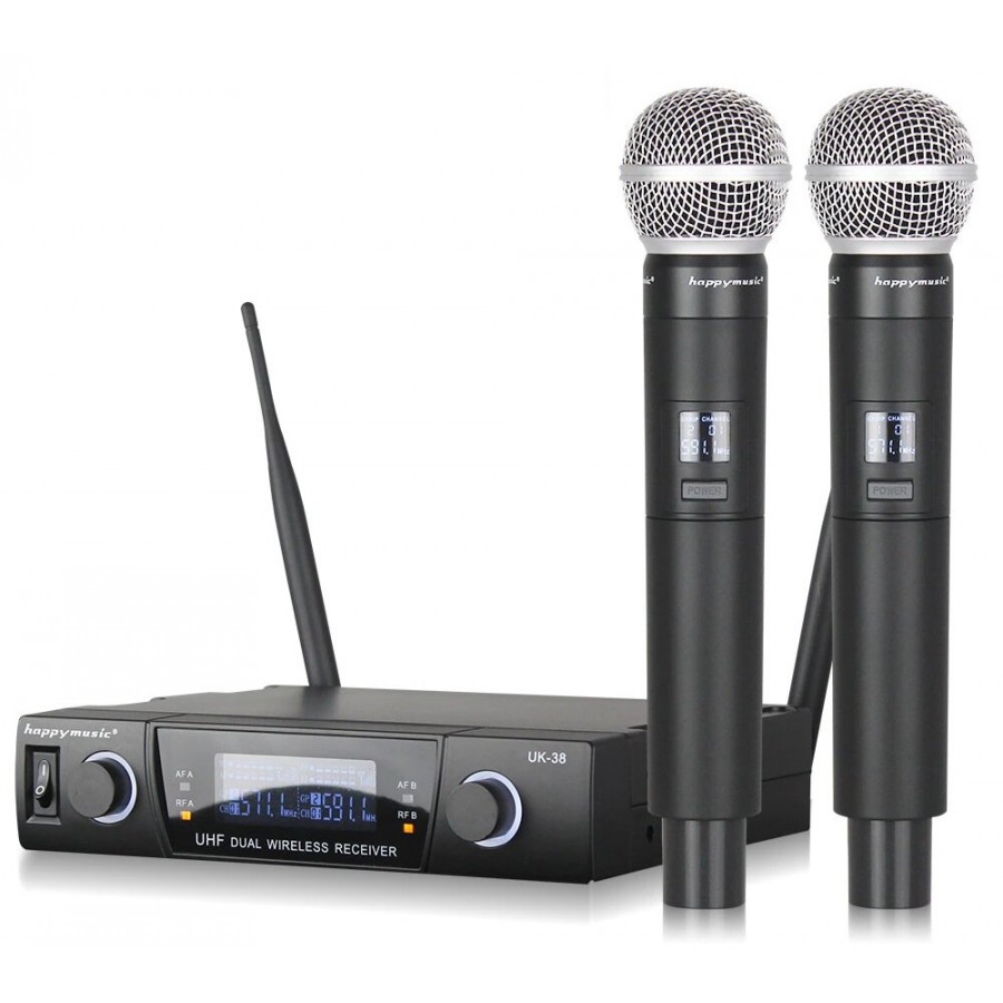 MADSOUND UK-38 "Happymusic" - беспроводная радиосистема с двумя ручными микрофонами для караоке (UHF)