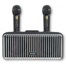 Bluetooth караоке-колонка SDRD SD-319 - два радиомикрофона, USB, AUX, RETRO STYLE, black