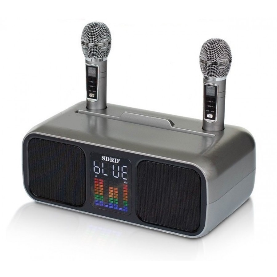 SD-318 Dark Gray - беспроводная караоке система, 2 радиомикрофона, USB, Bluetooth, оптический вход