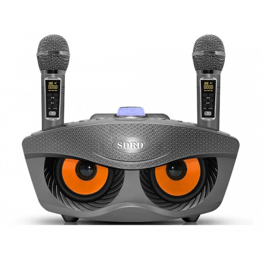 OWL SDRD SD 306 Plus (Gray) - домашняя блютус-караоке система с двумя перезаряжаемыми радиомикрофонами, изменение голоса, Bluetooth