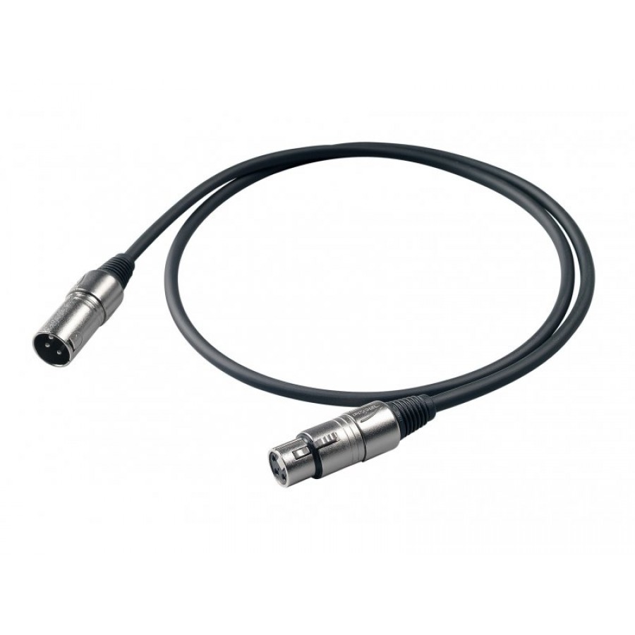 PROEL BULK250LU1 - микрофонный кабель, XLR (папа) <-> XLR (мама),  длина - 1м