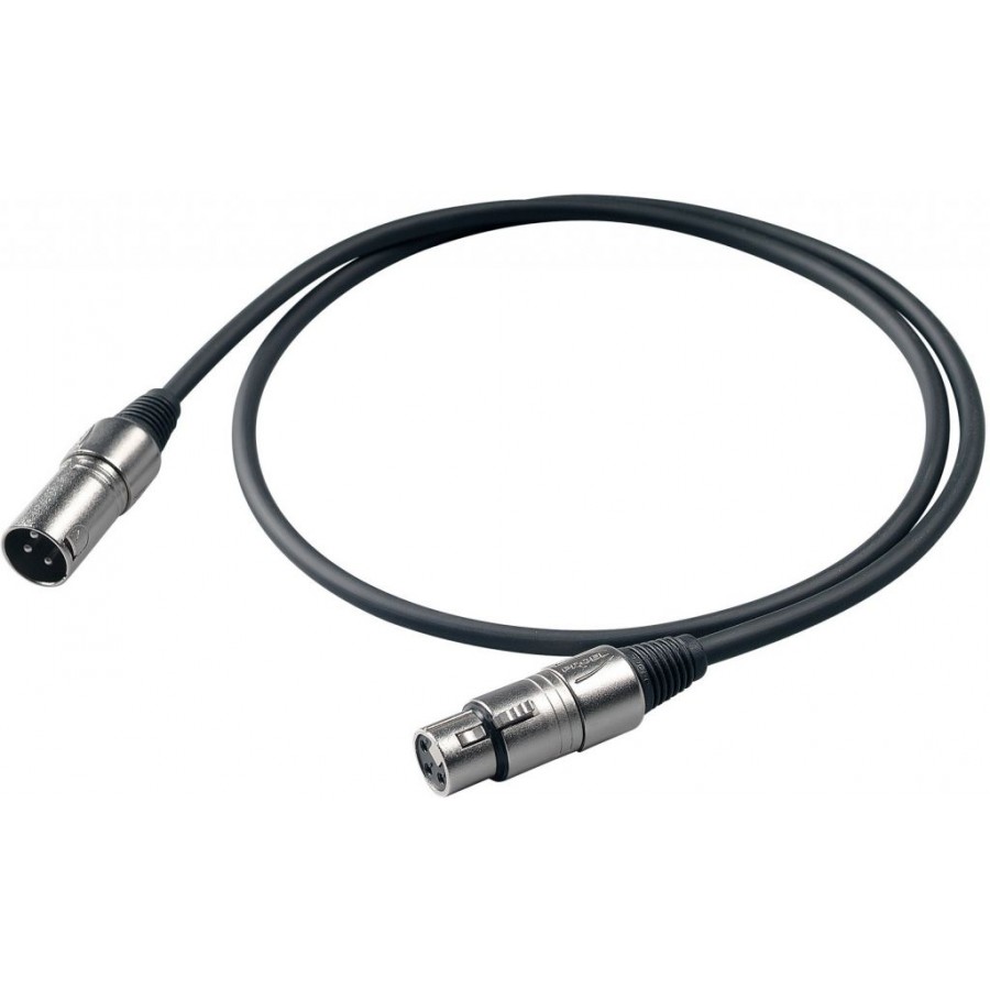 PROEL BULK250LU3 - микрофонный кабель, XLR (папа) <-> XLR (мама), длина - 3м