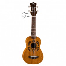 LUNA UKE HONU - укулеле, сопрано, чехол в комплекте, коричневая, гавайские узоры
