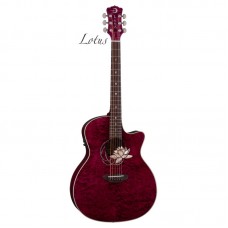 Luna FLO LOT QM - электроакустическая гитара,вырез,клен,цвет фиолетовый,рисунок лотуса