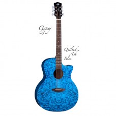 LUNA Gypsy QA TBL - акустическая гитара с вырезом,ель,цвет синий,фактура 