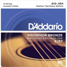 D'ADDARIO EJ37 - струны для 12-ти струнной акустической гитары с обмоткой из фосфорной бронзы