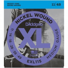 D'ADDARIO EXL115 - струны для  электрогитары, Blues/Jazz Rock, никель, 11-49
