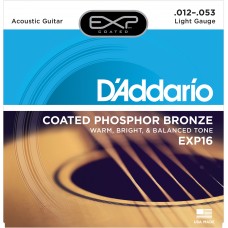 D'ADDARIO EXP16 - струны для акустической гитары с обмоткой фосфор/бронза,Light 12-53,6-гранный корд