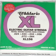 D'ADDARIO XL156 - струны для Electric Guitar/Fender Bass VI, Nickel, 024-034-044-056-072-084